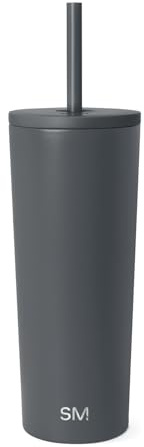 Simple Modern Thermobecher mit Strohhalm und Deckel | Trinkbecher mit Henkel Wiederverwendbare Edelstahl | Geschenke für Frauen und Männer | Classic | 710ml | Graphite