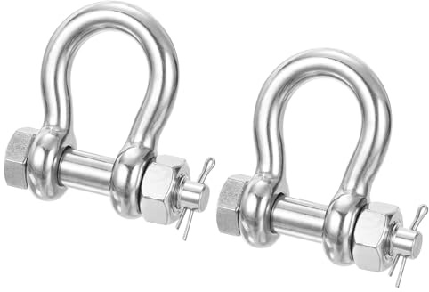 PATIKIL D-Schäkel 3/8 mit 1/2 Bolzen, 2204 lbs, 2er Pack, 316 Edelstahl D-Ring Schäkel für Abschleppen und Rigging, Silber