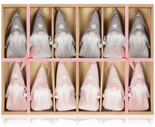 COM-FOUR® 12x Ciondoli Premium di Babbo Natale 12 cm - decorazione per l'albero di Natale, ciondoli con figure di albero di Natale come arazzi