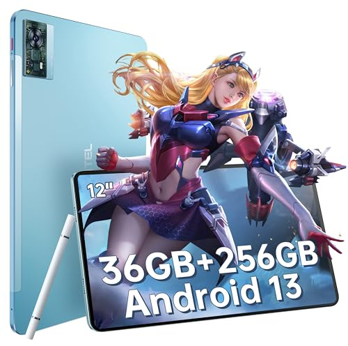OUKITEL OT5 Tablet 12 Inch 2K Display - 36GB+256GB 2TB TF Android Tablets 11000mAh Helio G99 Octa-Core 2.2GHz Gaming Tablet 16MP+8MP, Tablet PC/1217 Speaker*4/5G WiFi/Dual SIM/Stylus/OTG/Blue