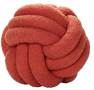 Julyue Knotenkissen, rundes Ballkissen, 28cm, Lammwolle, Knotenballkissen, Heimdekoration, handgefertigt, geknotet, Wurfkissen für Couch, Bett, Auto, Büro (Rot)