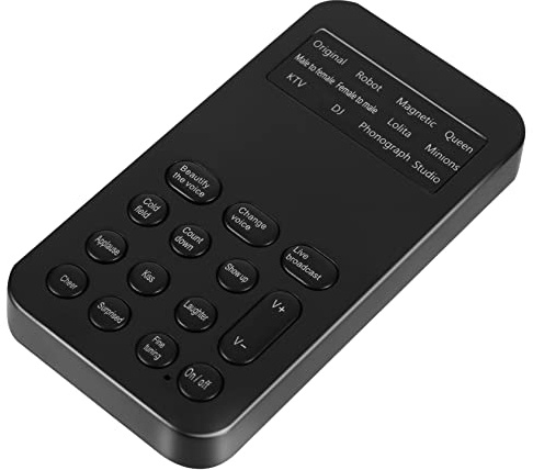 OSALADI Mini Carte Son Portable pour Ordinateur et Téléphone 8 Effets Sonores, Plug and Play en Abs, Modificateur de Voix pour Diffusion en Direct et Astuces