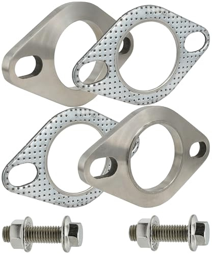 SHINTONES Kit de conexión de bridas y juntas de escape de acero inoxidable de 2 pernos de 1.75 pulgadas con pernos y tuercas (45 mm)