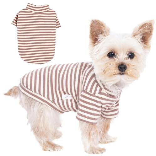 PupCorner Stripe Shirt for Small Dogs, Soft Stretchy Two-Legged Shirt for Puppy Kitty Cats, Shirt Teacup Chihuahua Yorkie Toy Poodle (Small)