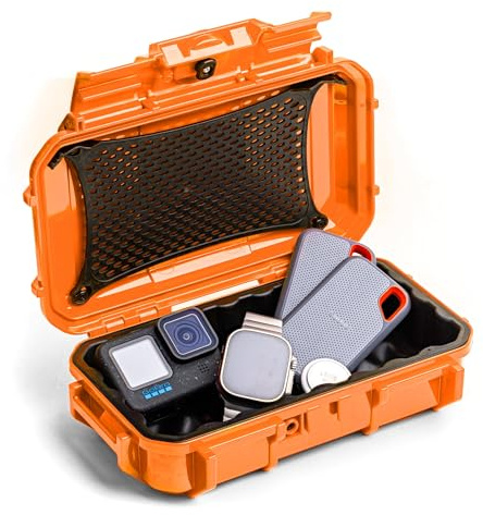 Evergreen ToughBox Tech Organizer – for Camera, Cables, Hard Drives, etc. (Medium, Rubber Boot, Orange)