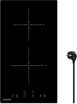Gudsunal Plaque Induction 2 Feux Encastrable, 3600 W, Chauffage à Basse Puissance, Boost, 9 Niveaux de Puissance, Minuterie, Arrêt Auto, Verrou de Sécurité Enfant, Détecteur de Casserole