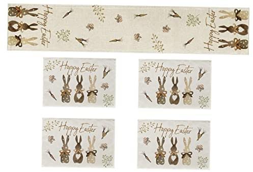 TOPBATHY Set Di Tovagliette E Runner A Tema Pasquale Con Motivo A Coniglietto Tovagliette Riscaldate Per Hotel Decorazioni Per La Casa E Per La Cena