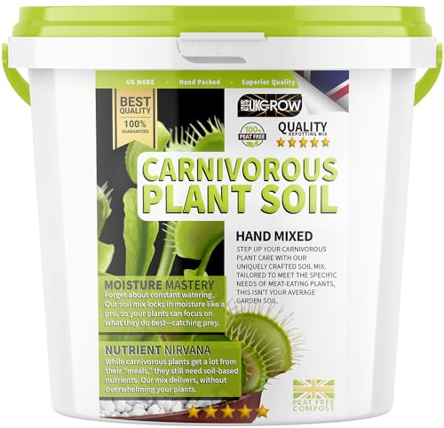 Carnivorous Plant Soil & Compost by UKGROW - Premium Handmade Mix for Venus Flytraps, Pitcher Plants & Sundews, Optimal pH & Nutrient Balance, Fast-Draining (5 Litre Strong Bucket)