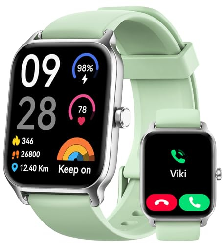 Smart Watch for Men Women, Answer/Make Calls, Alexa Built-in, [1.8 HD Screen] Smart Watches for iPhone/Samsung/Android, Fitness Watch with Heart Rate Sleep SpO2 Monitor,IP68,100+ Sports-Green