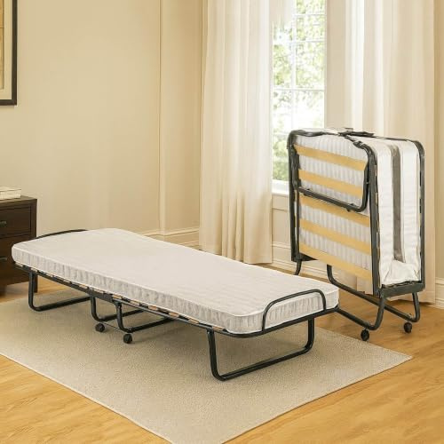 Talamo Italia Letto Pieghevole Deva, Brandina con Rete 12 doghe, Materasso Incluso, Lettino salvaspazio, 100% Made in Italy, 80x190h37 cm, Custodia Protettiva su Richiesta, Bianco, 190 cm