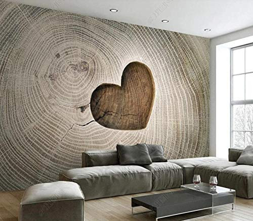 Papel Mural Del Dormitorio De La Pared Del Fondo De La Tv 3D De La Foto En Forma De Corazón Del Grano De Madera Hue Pared Pintado Papel Tapiz 3D Decoración Dormitorio Fotomural Sala Mural-430cm×300cm