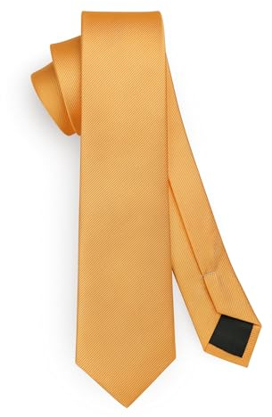 HISDERN Herren Krawatte Gold Schmale Einfarbig Seide Krawatten für Herren Klassische Formelle Elegante Schlipse Hochzeit Party Business Krawatte 6cm