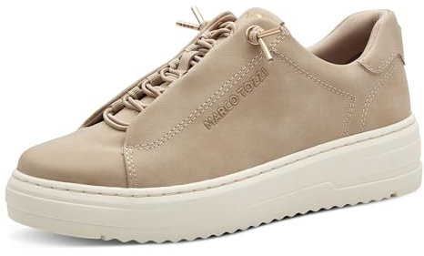 MARCO TOZZI Damen Sneaker flach mit Schnürsenkeln Elegant, Beige (Dune), 41 EU