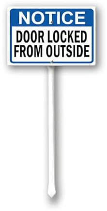 Geroclonup Hinweisschild Türschild mit Pfahl, 20 x 30 cm, stabiles Aluminium-Rasenschild, Metallschild, wasserdicht, Hofschild für den Außenbereich, Rasen, Hof, Garten