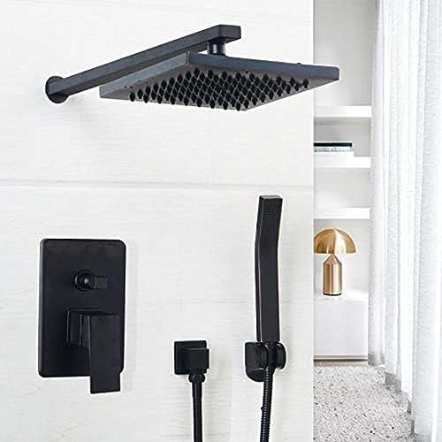 Schwarze Luxus-Wandmontage-Badezimmer-Regendusche-Wasserhahn-Sets, 8-Zoll-Kopf- Und Handbrause Aus Ölgeriebener Bronze, Duschsets