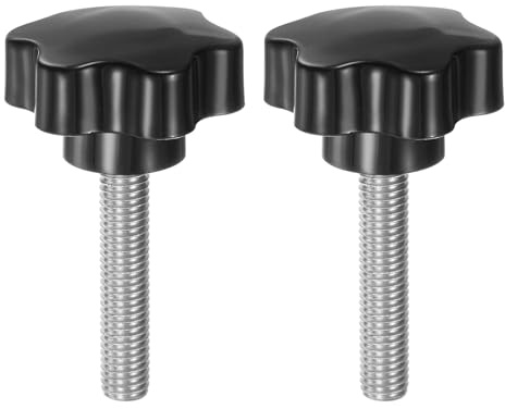 QUARKZMAN 2 Stück Rändelschrauben mit Sterngriff M10 x 50mm x 46mm Sterngriffschraube Kunststoff Knopf Edelstahl 304 Gewindebolzen Klemmschraube Sterngriffmutter Klemmknopf für Maschine