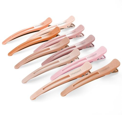 FRAMAR Abteilklammern Friseur Set, Haarspangen Damen, Neutral, 10 Stück | Haarklammern Friseurbedarf für Styling; Haarspange Damen mit sicherem Halt für professionelle Friseure