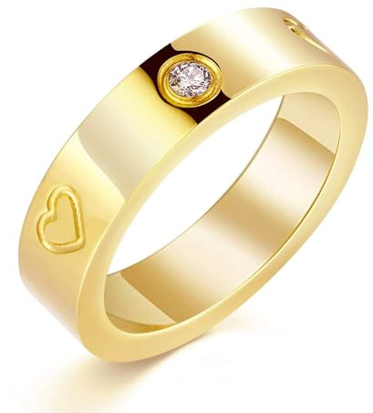 RIXERKOC Liebe Freundschaft Ring für Damen Cubic Zirkonia Edelstahl Versprechen Ring Hochzeit Band Schmuck Muttertag Geburtstag Valentinstagsgeschenke für Frauen Mädchen