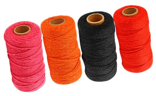 HOODANCOS Cuerda de Algodón Trenzada 2 Mm 4 Colores Resistente para Manualidades Camping y Jardinería DIY Cuerda para Envolver Ropa Usos Múltiples