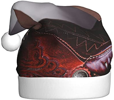 VYONNE Pferdesattel mit Cowboyhut, wilde Weihnachtsmütze für Erwachsene, Feiertage, festliche Partys, Unisex, saisonale lustige Kopfbedeckung, das ultimative Winterwärme-Geschenk in leuchtendem Rot