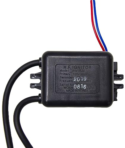 WMI924 Continuous Spark 120 Volt Ignition Transformer Module with Extended 24 Inch Dual Wire Insulated Spark Plugs Lead and 18 Inch Extended 2 Pin Connector Primary Leads