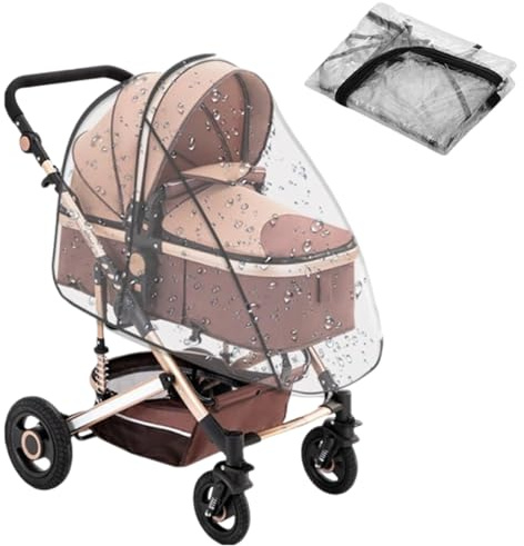 Universal Rain Cover for Pushchair, Transparent Pram Rain Cover for Outdoor Travel, Stroller Weather Shield for Waterproof, Dust, Sun, Fit Most Strollers