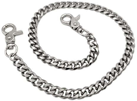 PMTFUMY Heavy Duty Metal Waist Chain,key chains for men,Punk Silver Wallet Chain, Keychain with Round Clasp, Hip Hop Goth Keyring for Pants, Jeans & Accessories