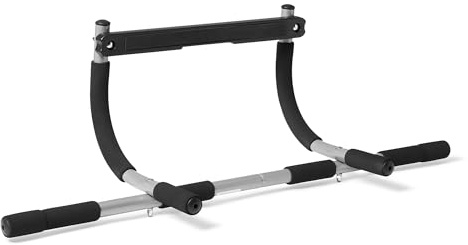 Amazon Basics Barre De Traction à Prises Multiples pour Encadrement de Porte, Capacité de 199,6kg, Argent