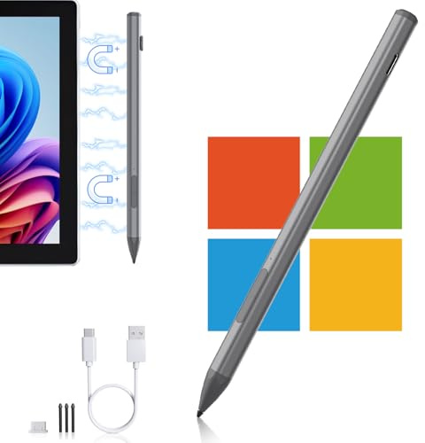 Surface Pro Pen Stylus for Surface Pro 11/9/10/8/X/7/6/5/4/3(4096 Finest Control, Eraser Key), Microsoft Surface Pen with USB-C Fast Charge, Surface Pro Pencil for Surface Go 2/3/4/Book/Laptop/Studio