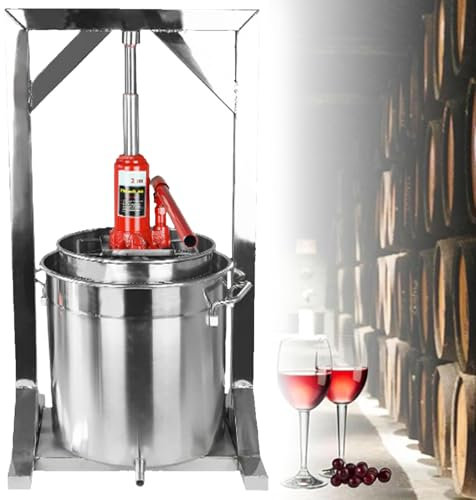 Pressa Idraulica Per Succo Di Mela, Uva, Vino E Sidro In Acciaio Inox - Piastra Di Pressatura, Cestello E Vassoio Per Il Succo. Pressa Idraulica Per Succo Di Mela, Uva,12L