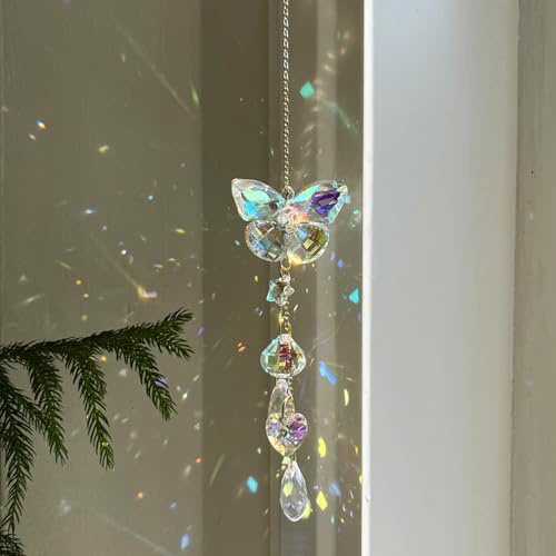 Sonnenfänger Kristall Fensterdeko Hängend, Suncatcher Kristall zum Aufhängen, Kristall Sonnenfänger, Kristall Anhänger Deko, Kristall Lichtfänger für Fensterdeko, Gartendeko (A)