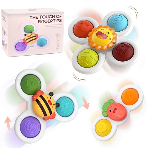 EOPUOZS Spinner Bebe sugkopp, 3 st sugkoppsleksak, sugkoppsleksaker för spädbarn, pedagogiska sensoriska leksaker, födelsedagspresenter för pojkar och flickor