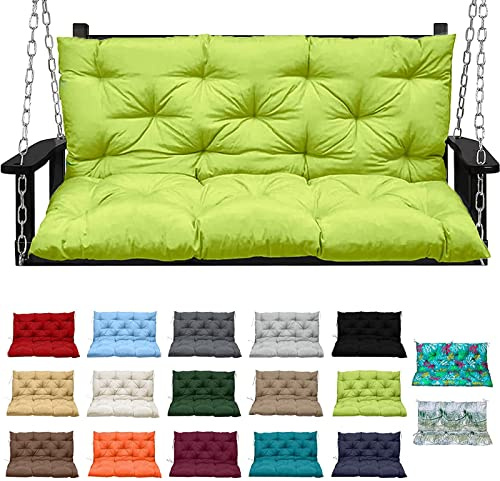 Hollywood Swing Cushion Set Waterproof Garden Swing Seat & Backrest Pillow Stitched Bank Cushion for 23 People Grass Green 120x100cmPerfect Patio Accessory