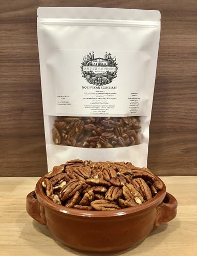 Noci Pecan Sgusciate Tagliate a Metà - 1 Kg - Noci di Prima Qualità, Crude al Naturale, Non Salate, Non Tostate e Senza Conservanti - In Kraft Richiudibile