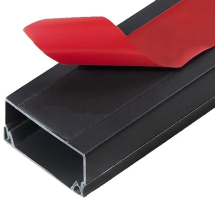 WEKONUMEX Canalización de Cables autoadhesiva, Paquete de 2 Canales for Cables de Suelo de 1 m, Multicolor, Varios tamaños(Black,24 * 14mm)