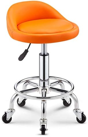 Snurrpall på hjul, sadelpall, övningspall, pall, arbetspall, kosmetikpall, snurrpall, snurrstolshöjd(Orange)