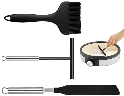 Ylnailky Spatola per Crepes - 3 Pezzi In Silicone Per Impasto Pancake - Utensili Cucina Anti Scivolo Per Colazione Burger Preparazione Pasti Principianti Ristorante