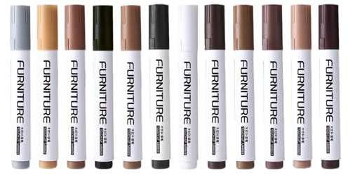 Wood Marker, 12 Colors Scratch Cover Remover Stain Pen | Wood Furniture Repair Kit | For Scrapes, Damages, Stains, Abrasions, Cracks, Paint Chip