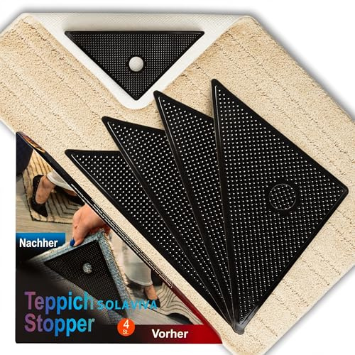 SOLAVIVA Teppichstopper 4 Stück für Teppiche, Anti-Rutsch Pads, selbsthaftend, waschbar
