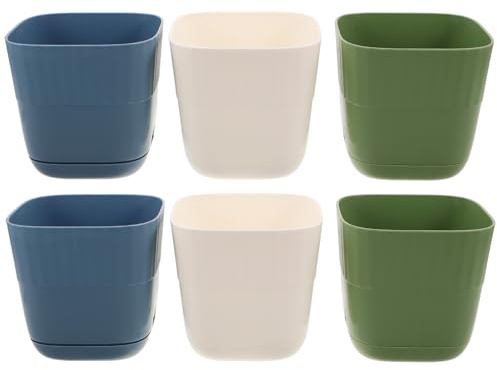 jojofuny Lot de 6 Petits Pots en Plastique Épais pour Plantes Grasses avec Drainage Jardinières Colorées pour Succulentes Cactus et Bureau