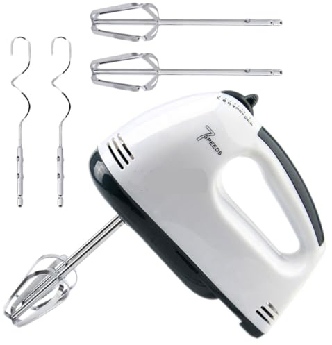 Mikinona Frullino Elettrico a Mano 5 Pezzi 7 Velocità Regolabili, Mixer per Panna e Uova Compatto, Accessori per Impasto, per Cucina e Preparazioni da Forno Riutilizzabile