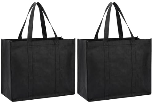 A.S.Marelis Pack de 2 Bolsas de la Compra Reutilizables (41x33x26cm), Bolsa Plegable de Gran Capacidad, Shopper de Tela Resistente para Supermercado, Viaje y Playa