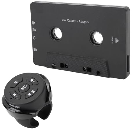 GOWENIC Adaptateur de Cassette de Voiture Bluetooth avec Télécommande au Volant pour Appel Mains Libres Prise en Charge MP3 Câble de Chargement USB Noir, Applicable au Système Sonore de Voiture