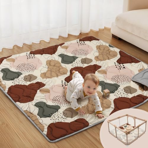 Blissful Diary Krabbelmatte Baby Spielmatte 150x150cm Krabbeldecke für Baby | Faltbar Baby Teppich, Waschbar, Rutschfeste Playmat, Extra Dicke Bodenmatte Kinder, Baby Essentials Geschenk Jungen Mädchen