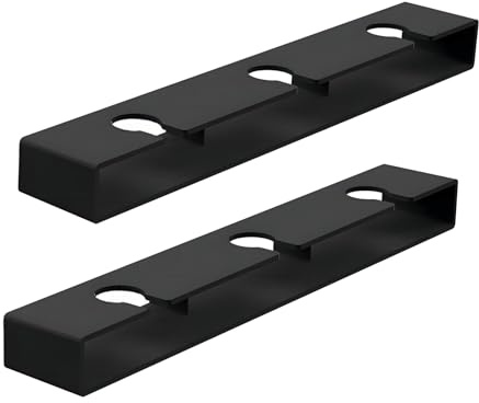 Icetop Wine Glass Holder, 2 Pack Black Under Cabinet Wine Glass Holder | No Drilling Self-Adhesive Stemware Rack for Kitchen Bar Dining