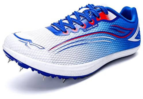 PIzrgm Hombre y Mujer Zapatillas de Atletismo Clavos, Zapatillas Salto De Velocidad Transpirable y Ligero Antideslizantes para Velocidad Sprint Training,B,45 EU