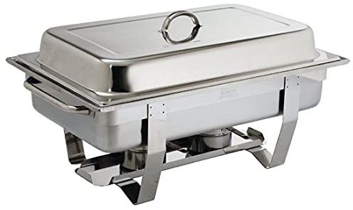 Olympia Milan Chafing Stainless Steel Food Warmer Set 1/1 GN / 9 Litre, Silver - Includes Heat-Insulating Lid, Water Pan, Food Pan, Frame, Fuel Holder - Commercial & Home Use, K409
