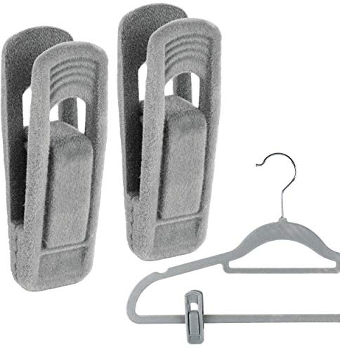 The Hanger Store 10 Grey Clips for Velvet Flocked Hangers Trousers & Skirts - Choose Colour