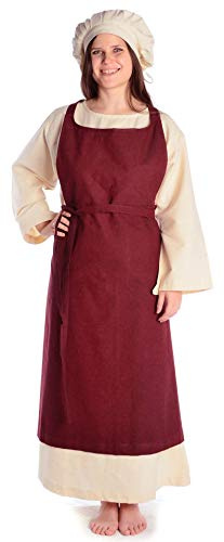 HEMAD Mittelalter Schürze Flurdamurs aus Baumwolle Braun, Beige, Rot Gewandung LARP