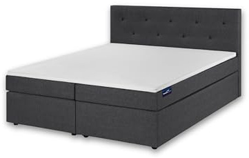 Traumnacht Cama boxspring con colchón de muelles ensacados de 7 zonas (H2) y topper de espuma confort, fácil montaje, fabricada según estándar de calidad alemán, 180 x 200 cm, gris